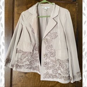 Embroidered poncho jacket